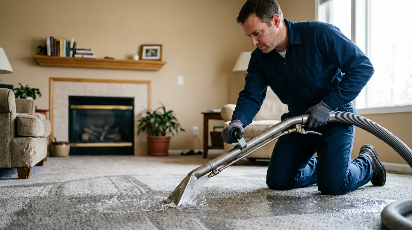Water damage restoration technician working near Woodstock, OH